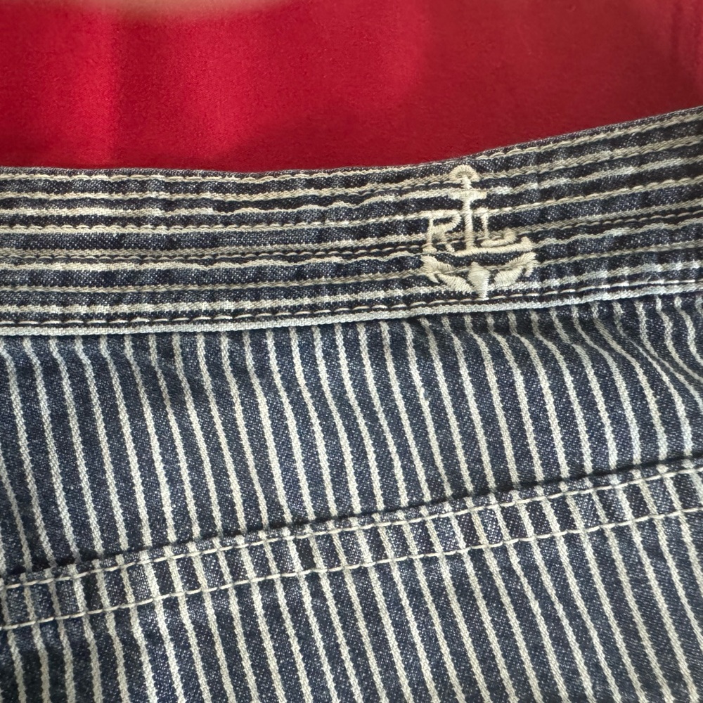 RALPH LAUREN LRL LAUREN JEANS CO. WHITE/BLUE STRIPED SHORTS WOMENS SIZE 16 - Picture 3 of 6